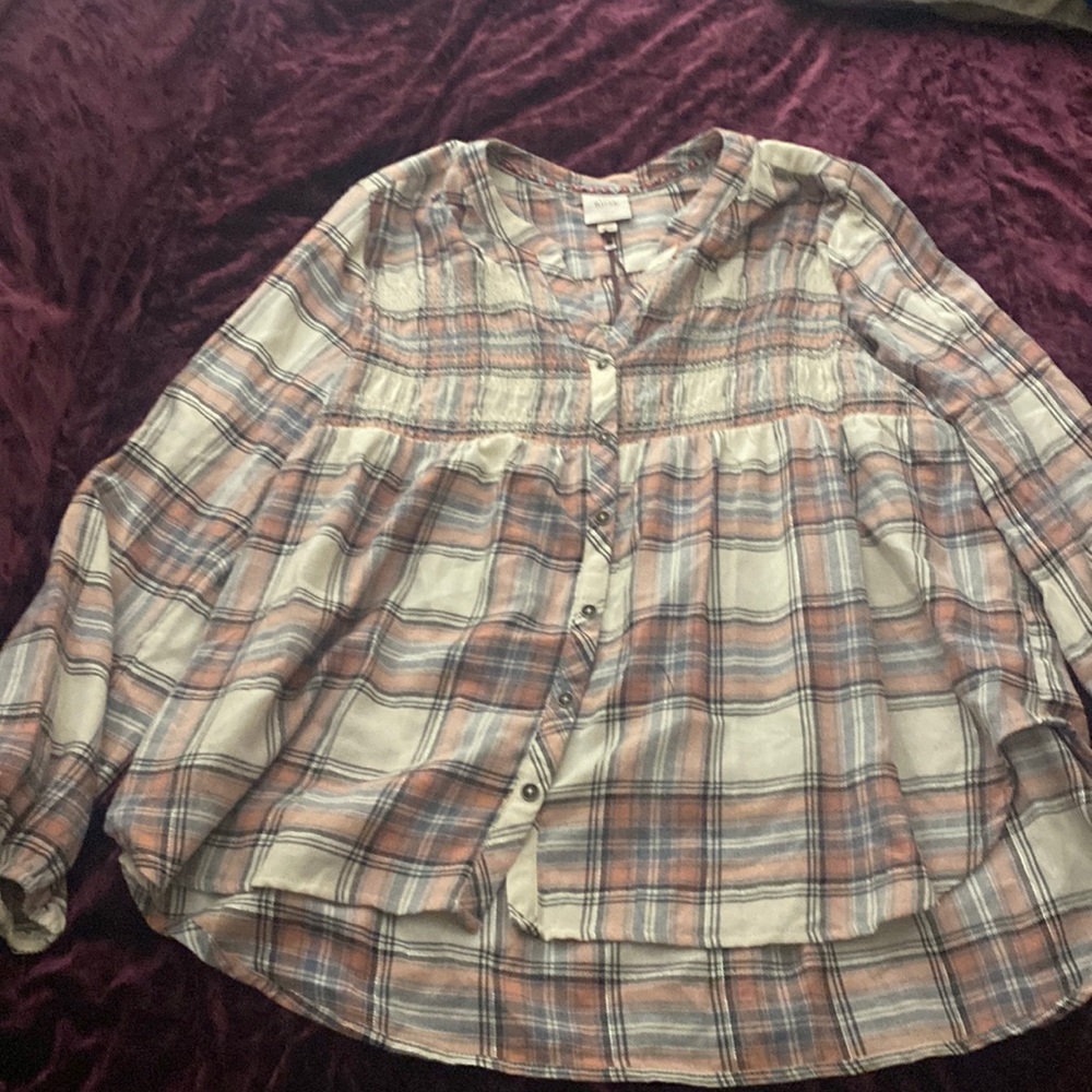 Plaid long sleeve button up XL